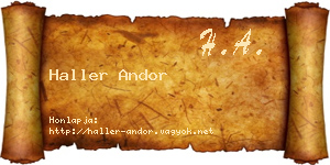 Haller Andor névjegykártya